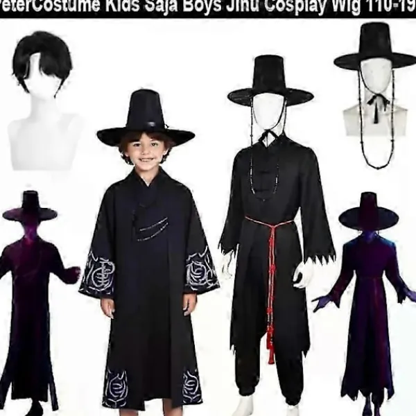 Kpop Demon Hunters Cosply Kostym - Jinu Idol Outfit med Peruk och Htt, Bokveck Mskerd, nime Rollspelsdräkt Kid 130> Dräkter