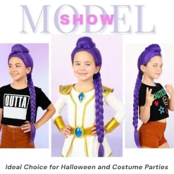 K-Pop Demon Hunters Kostym Sten Peruk Mira Zoe Realistisk Anime Cosplay Lila Sten Purple Rumi><noscript><img width=