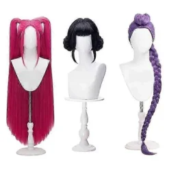Kpop Demon Hunters Rumi Mira y Lila Cosplay Peruk Halloween Fest Rollspel Peruk Värmebeständig Syntetisk Peruk För Dagligen> Peruker