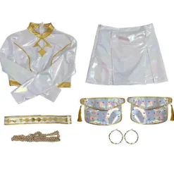 Kpop Demon Hunters Cosplay Kostymset Vit Halloweenfest Fancy Dress Outfit för Kvinnor Tonåringar Anime Fans 140><noscript><img width=