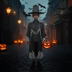 Kpop demonjägare Cosplay kostym för pojkar, Kpop Hunters skurk Saja Jinu outfit med kappa, demon, Saja, halloween 30cm><noscript><img width=