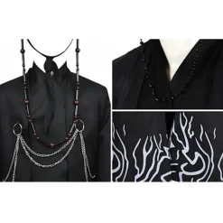 Kpop demonjägare Cosplay kostym för pojkar, Kpop Hunters skurk Saja Jinu outfit med kappa, demon, Saja, halloween 30cm><noscript><img width=