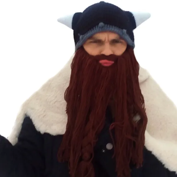 Kreativ Barbarisk Stickad Skägghatt Rolig Stickad Hatt Peruk Beanie Hatt> Huvudbonader