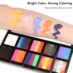 Kroppsfärgspalett Vattenbaserad 10 Galler Säker Professionell Ansiktsmålningspalett För Fest Opera Föreställning><noscript><img width=