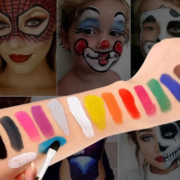 Kroppsmålning Ansiktsmålning Kit, 15 Färger Professionell Palett Tvättad Med Borste För Barn Konstutställning Halloweenfest Cosplay Makeup Kropp Festlig | Fyndiq> Smink