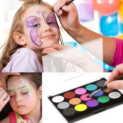 Kroppsmålning Ansiktsmålning Kit, 15 Färger Professionell Palett Tvättad Med Borste För Barn Konstutställning Halloweenfest Cosplay Makeup Kropp Festlig | Fyndiq><noscript><img width=