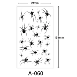 Krypande spindelöverföringar, 2 ark per förpackning, 23 spindlar per ark, smink och maskerad> Smink