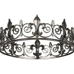 Kunglig kungakrona för män - Metallprinskronor, fullrunda födelsedagsfest hattar - Svart> Huvudbonader