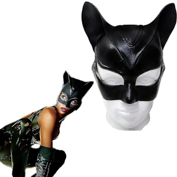 KOOLMEI Kvinna Sexig Katt Selina Kyle Mask Bruce Wayne Cosplay Kostym Latexhjälm Fancy Vuxen> Masker