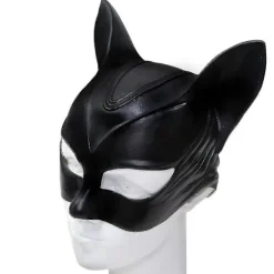 KOOLMEI Kvinna Sexig Katt Selina Kyle Mask Bruce Wayne Cosplay Kostym Latexhjälm Fancy Vuxen> Masker