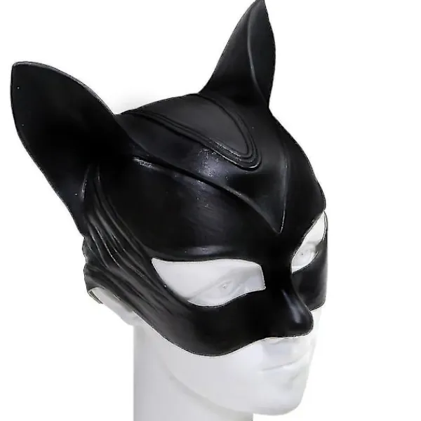 KOOLMEI Kvinna Sexig Katt Selina Kyle Mask Bruce Wayne Cosplay Kostym Latexhjälm Fancy Vuxen> Masker