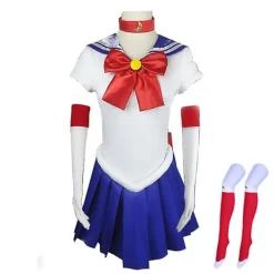 Kvinnlig Sailor Moon Kostym Cosplay Fest Uniform Outfit Set Gåvor L XL> Dräkter