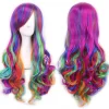 Kvinnor Hår Peruker Regnbåge Lång Full Vågigt Lockigt Fest Cosplay Peruker> Peruker