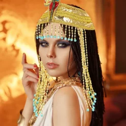 Kvinnors Egyptiska Ormhuvudband Krona Pärlstav Huvudbonad Kostymtillbehör><noscript><img width=