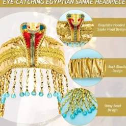 Kvinnors Egyptiska Ormhuvudband Krona Pärlstav Huvudbonad Kostymtillbehör><noscript><img width=