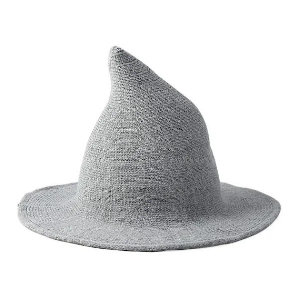 Kvinnors Häxhatt Trollkarl (Grå 56-58cm), Ullhatt Vuxen Kläder Festtillbehör Halloween Kamouflage Rollspel Mössa> Huvudbonader