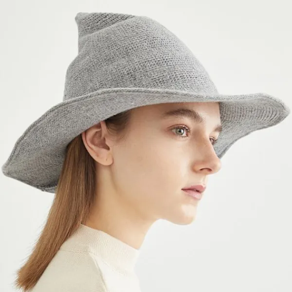 Kvinnors Häxhatt Trollkarl (Grå 56-58cm), Ullhatt Vuxen Kläder Festtillbehör Halloween Kamouflage Rollspel Mössa> Huvudbonader