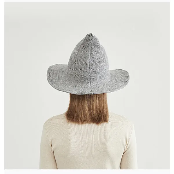 Kvinnors Häxhatt Trollkarl (Grå 56-58cm), Ullhatt Vuxen Kläder Festtillbehör Halloween Kamouflage Rollspel Mössa> Huvudbonader