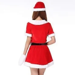 Kvinnors Kortärmad Miss Santa Cosplaydräkt Fru Claus Jul Pälskant Fancy Dress Party Outfits><noscript><img width=