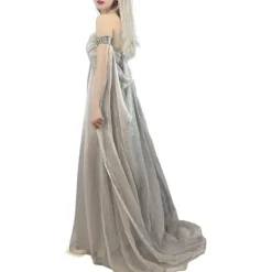 KOOLYOU Kvinnors medeltida kostym drottning cosplay grå lång klänning Halloween Daenerys Targaryen kostymer XXL Beige> Dräkter