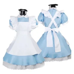 Kvinnors Sagolik Alice i Underlandet Cosplay Kostym Piga Klänning Halloween Maskeradkostym Med Rosett Håraccessoar-FA- L> Dräkter