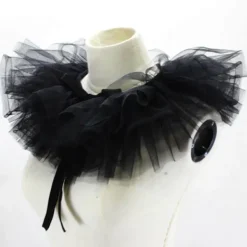 Kvinnors Tyll Volang Krage Halloween Kostymtillbehör Sjal Slips Avtagbar Svart> Tillbehör