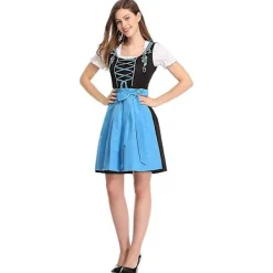 Kvinnors Tyska Oktoberfestdräkt Dirndl Traditionell Bayerisk Ölkarneval Fraulein Cosplay Piga Klädsel Outfit -hg .I M><noscript><img width=