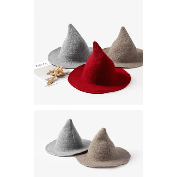 Kvinnors ullspetsig häxhatt för Halloween jul kostymfest> Huvudbonader