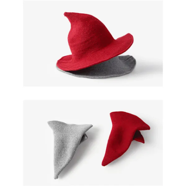 Kvinnors ullspetsig häxhatt för Halloween jul kostymfest> Huvudbonader