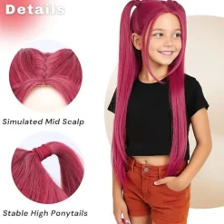 KZQ -Demonjägare Kostym Rumi Mira Zoe Realistisk Anime Cosplay Peruk för Konvent Rosa><noscript><img width=