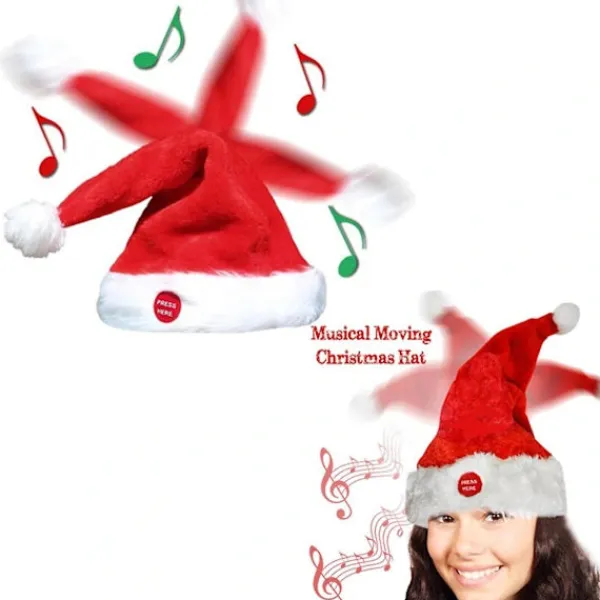 KZQ -Sjungande och dansande tomtemössa, nyhet, musikalisk, rolig present JUL, 100% ny> Huvudbonader
