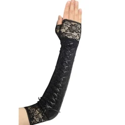 Lace Up Fingerless Handskar Långa armbågshandskar För Kostym Party Lace-up Arm Warmer> Tillbehör