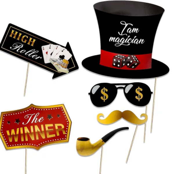 Las Vegas Casino Fotobås Rekvisita Rolig Gör-det-själv Poker Tema Selfie Rekvisita Kit> Tillbehör