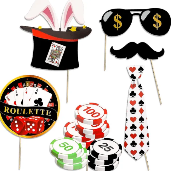 Las Vegas Casino Fotobås Rekvisita Rolig Gör-det-själv Poker Tema Selfie Rekvisita Kit> Tillbehör