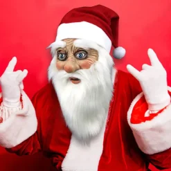 #Latex Jultomtemask (Blå Ögon)#> Masker