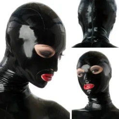 Fashion Hitch Latex mask fetisch latex gummi huvar öppen mun ögon sexiga huvudbonader handgjorda kvinnor halloween cosplay kostymer> Masker