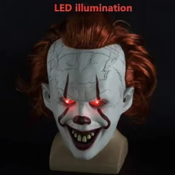 Latex Skräck LED Mask Halloween Pennywise Cosplay Clown Maskeraddräkt> Masker