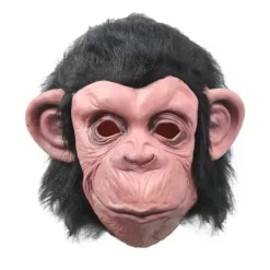 KOOLYOU Latex Vivid Monkey Mask med Peruk Rolig Helansiktsdjur Mask Klänning Upp Tillbehör Halloween Cosplay Kostym Prop Party Dekorationer Pro mask> Masker