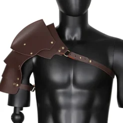 Läder Pauldrons Spaulders Medeltida Axelsskydd Vikingakostym Riddare Krigare Cosplay Larp Tillbehör Halloween Rekvisita Kompatibel med Män Mörkbrun right | Fyndiq> Tillbehör