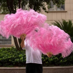 Läder rosa strutsfjäder fläkt hand hopfällbar fjäder fläkt performance dans fläkt fest scen karneval performance rekvisita 60/100cm 44 sås- Perfet 1 pc | Fyndiq><noscript><img width=