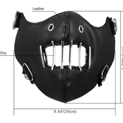 Hiprock Lädermask med andningshål och metallgrill><noscript><img width=