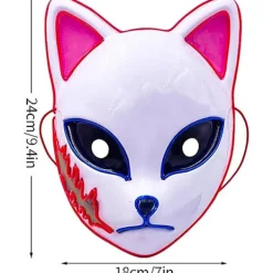 ATELA LED Demon Slayer Mask, Fox Mask Japansk Anime Killer Anime Cosplay Personlighet Mask Rollspel Maskerad Huvudbonad Julfest Kostymtillbehör><noscript><img width=