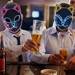 ATELA LED Demon Slayer Mask, Fox Mask Japansk Anime Killer Anime Cosplay Personlighet Mask Rollspel Maskerad Huvudbonad Julfest Kostymtillbehör><noscript><img width=