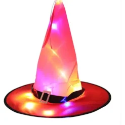 AcserGery LED Halloween Blinkande Ljus Häxhatt Stjärnklar Himmel Spöke Utklädnad Glödande Alv Spöke Hatt Lampa Hemdekoration> Huvudbonader