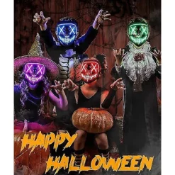 LED Halloweenmask för skräck, självlysande mask för rollspel, LED-karnevalsmaskdräkt med 3 ljuslägen. (Lila)><noscript><img width=