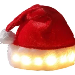 Led julhatt - glödande tomtehatt, julhelgshatt för vuxna, unisex plysch komfort julhattar> Huvudbonader