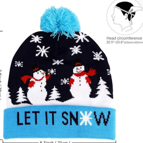 LED Julhatt, Unisex Lysande Julhatt Stickad Mössa Hol> Huvudbonader