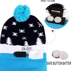 LED Julhatt, Unisex Lysande Julhatt Stickad Mössa Hol><noscript><img width=