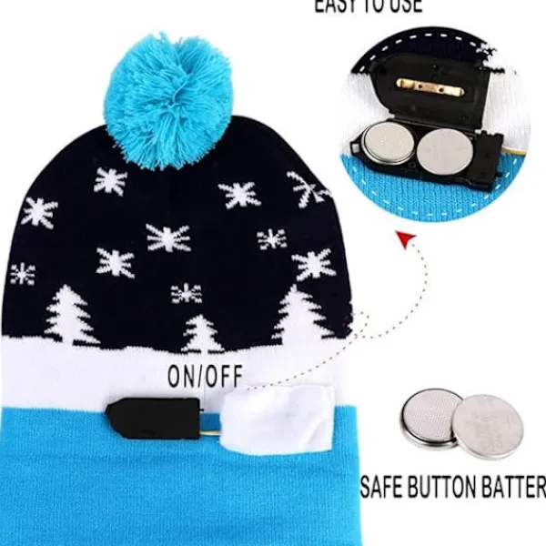 LED Julhatt, Unisex Lysande Julhatt Stickad Mössa Hol> Huvudbonader