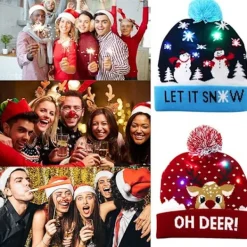 LED Julhatt, Unisex Lysande Julhatt Stickad Mössa Hol><noscript><img width=